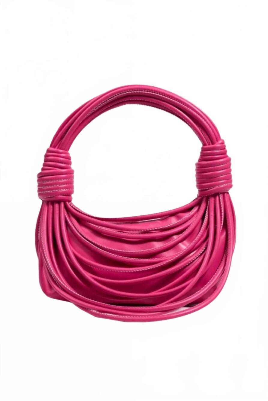 NEW JOIA emily handwoven noodle clutch purse in pink